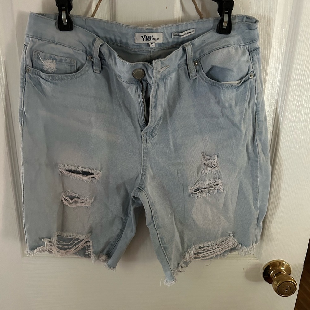 Super Distressed Light Wash Bermuda Dream Jean Shorts by YMI!!